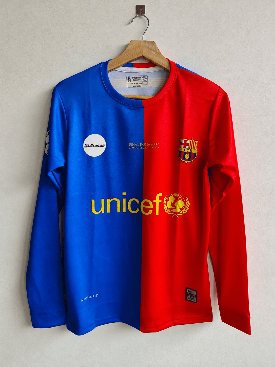 FC Barcelona 2008/09 Home Jersey (specifically the Final Roma 2009 Edition) football jersey